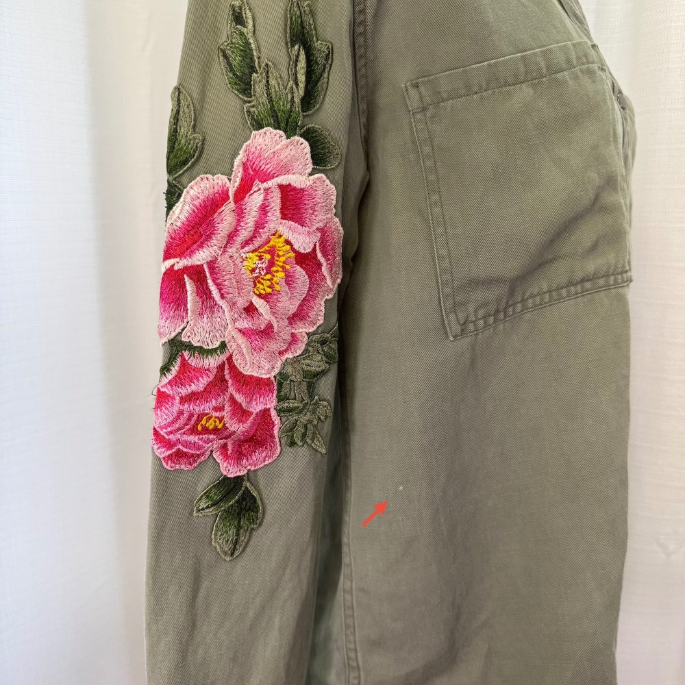 Rails Marcel Shirt Womens XS Sage Green Floral Embroidered Linen Blend Boho - Picture 14 of 14